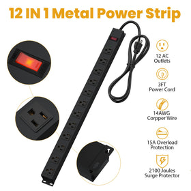 CFMASTER 12-outlet power strip overload switch offers safer power management.