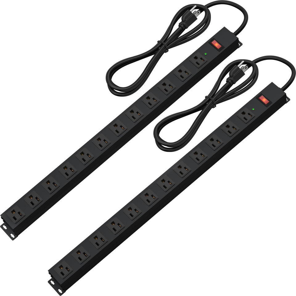 CFMASTER 12-outlet power strip with wide-spaced outlets for a tidy workstation