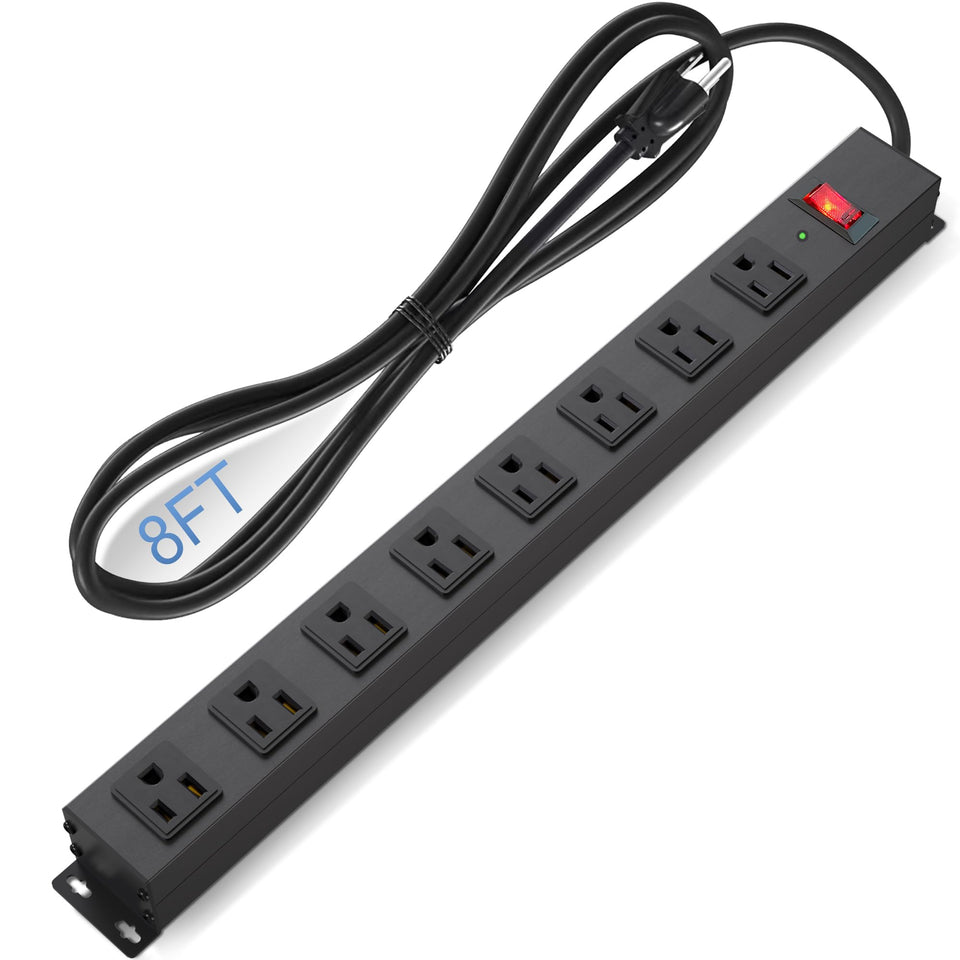 CFMASTER 8-outlet power strip front view with surge protection
