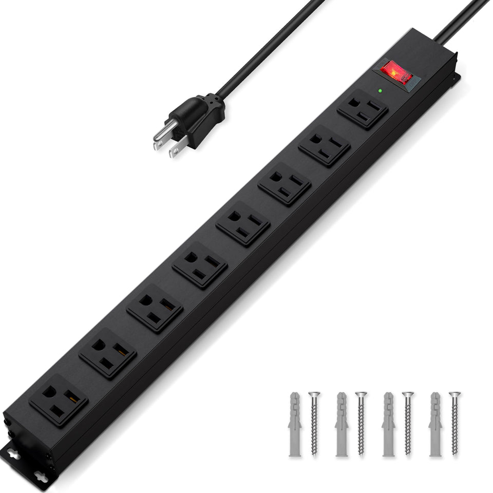 CFMASTER 8-outlet power strip with surge protection for a tidy home office.