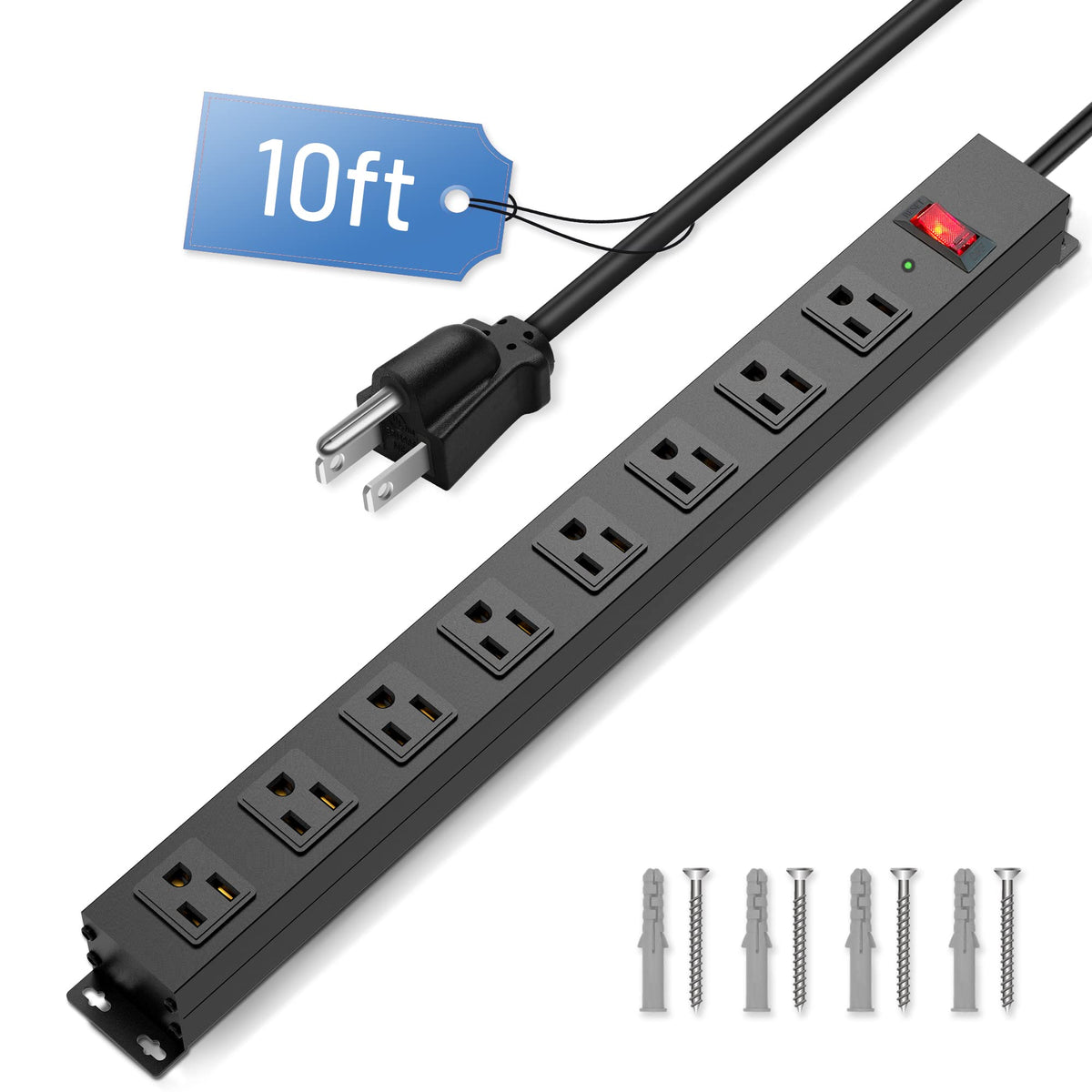 CFMASTER black metal power strip complements modern desks and workbenches.