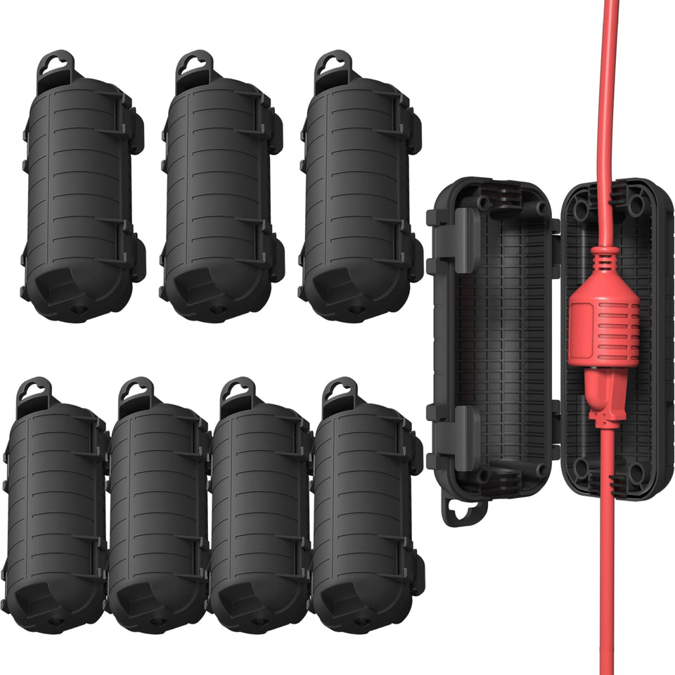 CFMASTER front view of eight cord covers showing compact storage and outdoor readiness