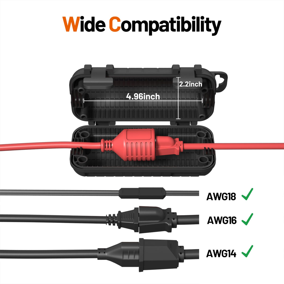 CFMASTER open box with plugged extension inside protecting connection from elements