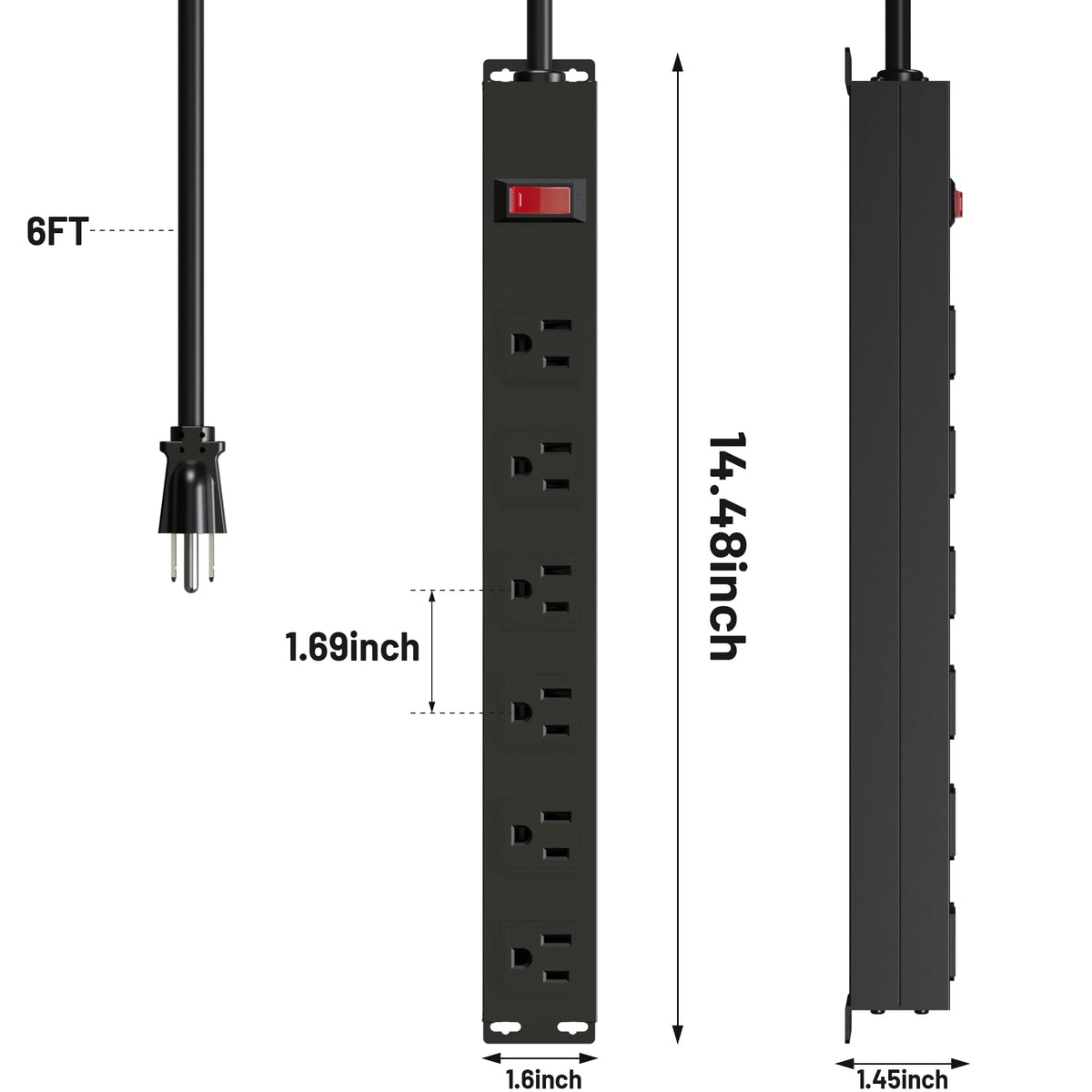 CFMASTER power strip in black finish complements modern workspaces and equipment