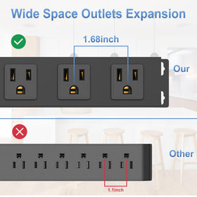 CFMASTER wall-mount power strip with four mounting holes for secure installation.
