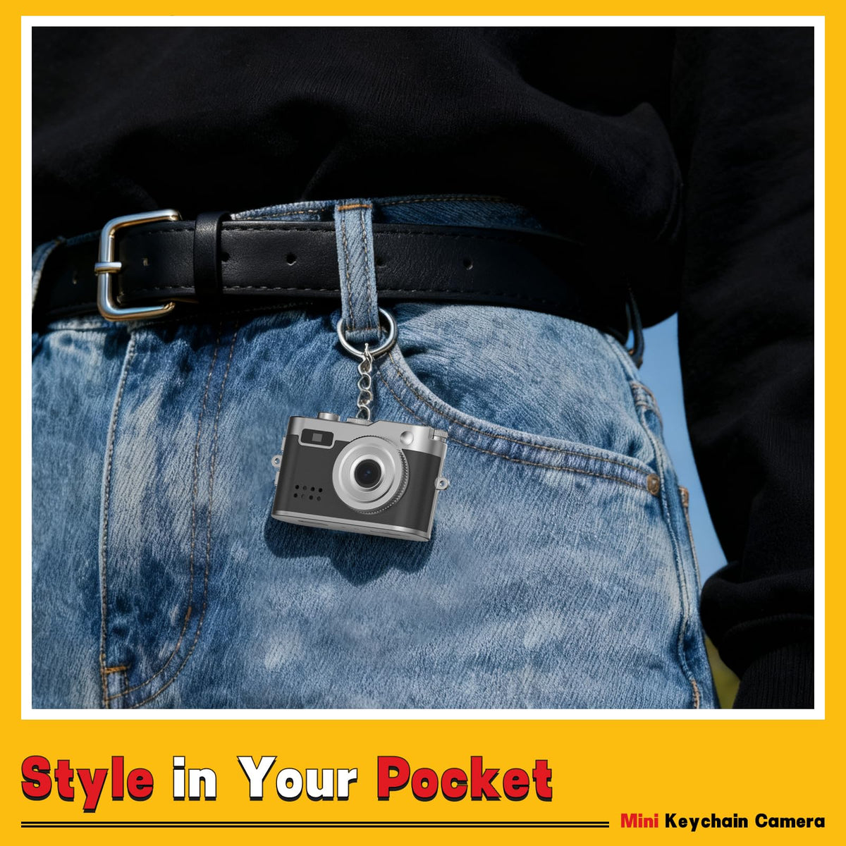 Cfulan Y2K mini keychain camera clip-on bag view for hands-free capturing.