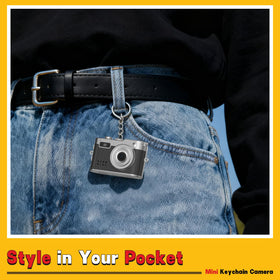 Cfulan Y2K mini keychain camera clip-on bag view for hands-free capturing.
