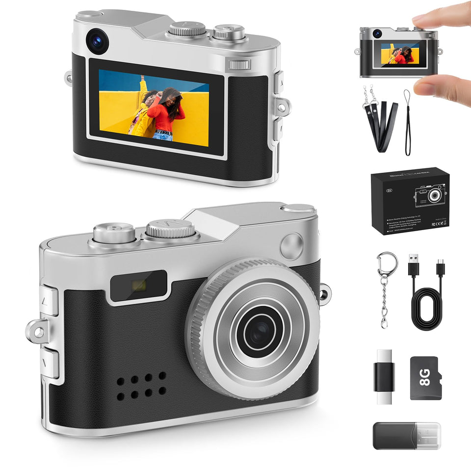 Cfulan Y2K mini keychain camera front view for quick retro-style photos on the go.
