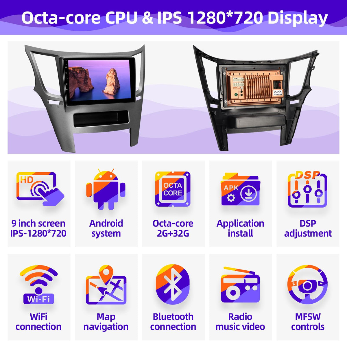 CGOGC wireless CarPlay Android Auto setup on Android car radio for hands-free control