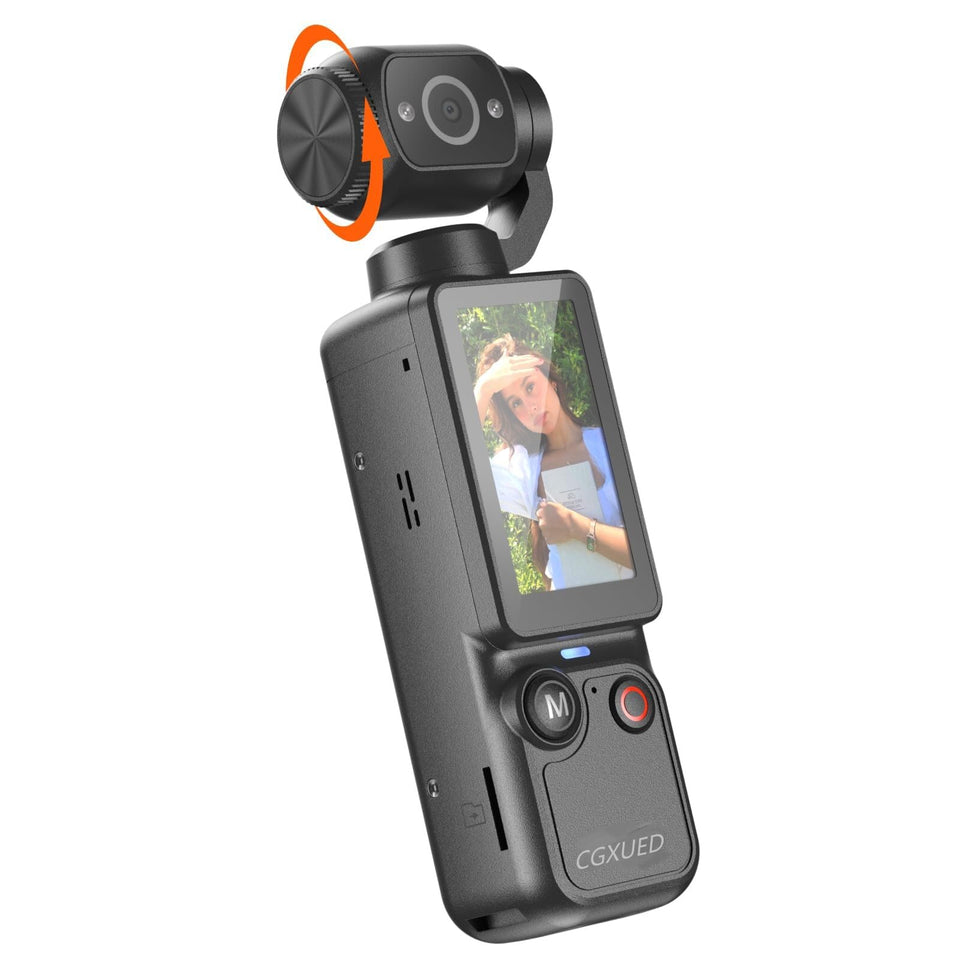 CGXUED front view showing compact camera and easy grip for portable filming