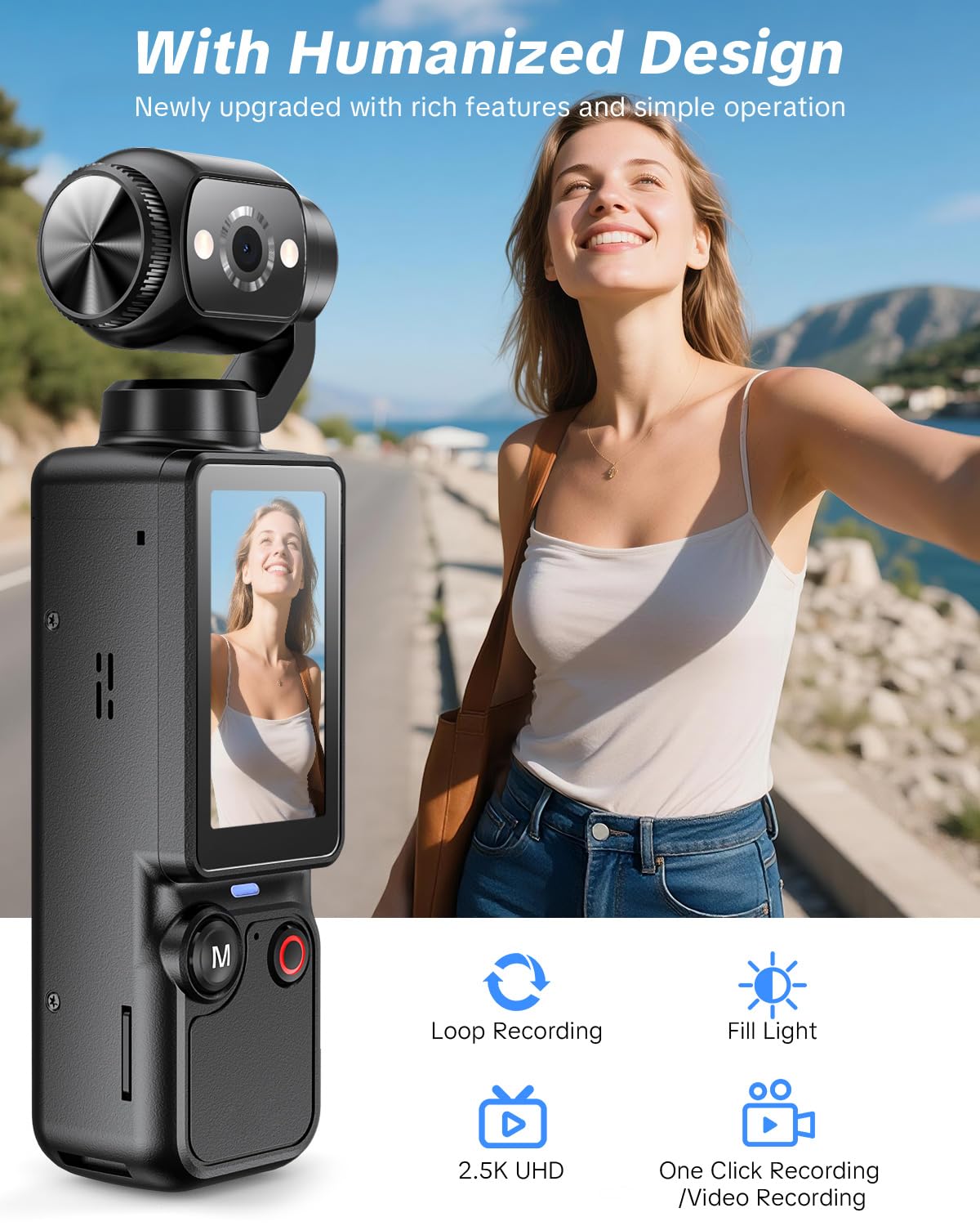 CGXUED rotating lens close-up highlighting 180-degree flip for flexible framing