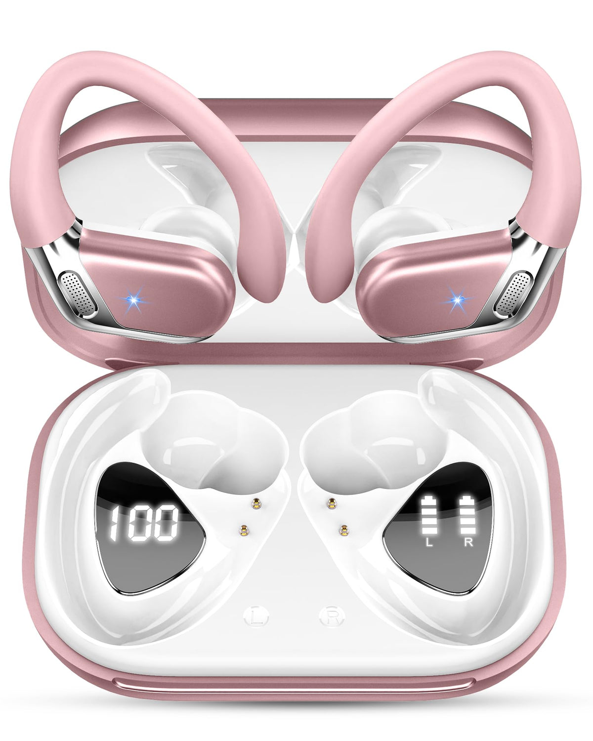 chalvh Ear Buds LED display case shows battery status for easy monitoring