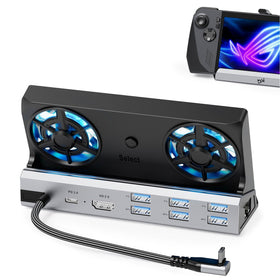 ChampSun dock front view showing ports and RGB fans for improved cooling