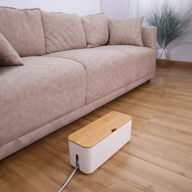 Changsuo in-use on a desk showing cable organization benefit for home office