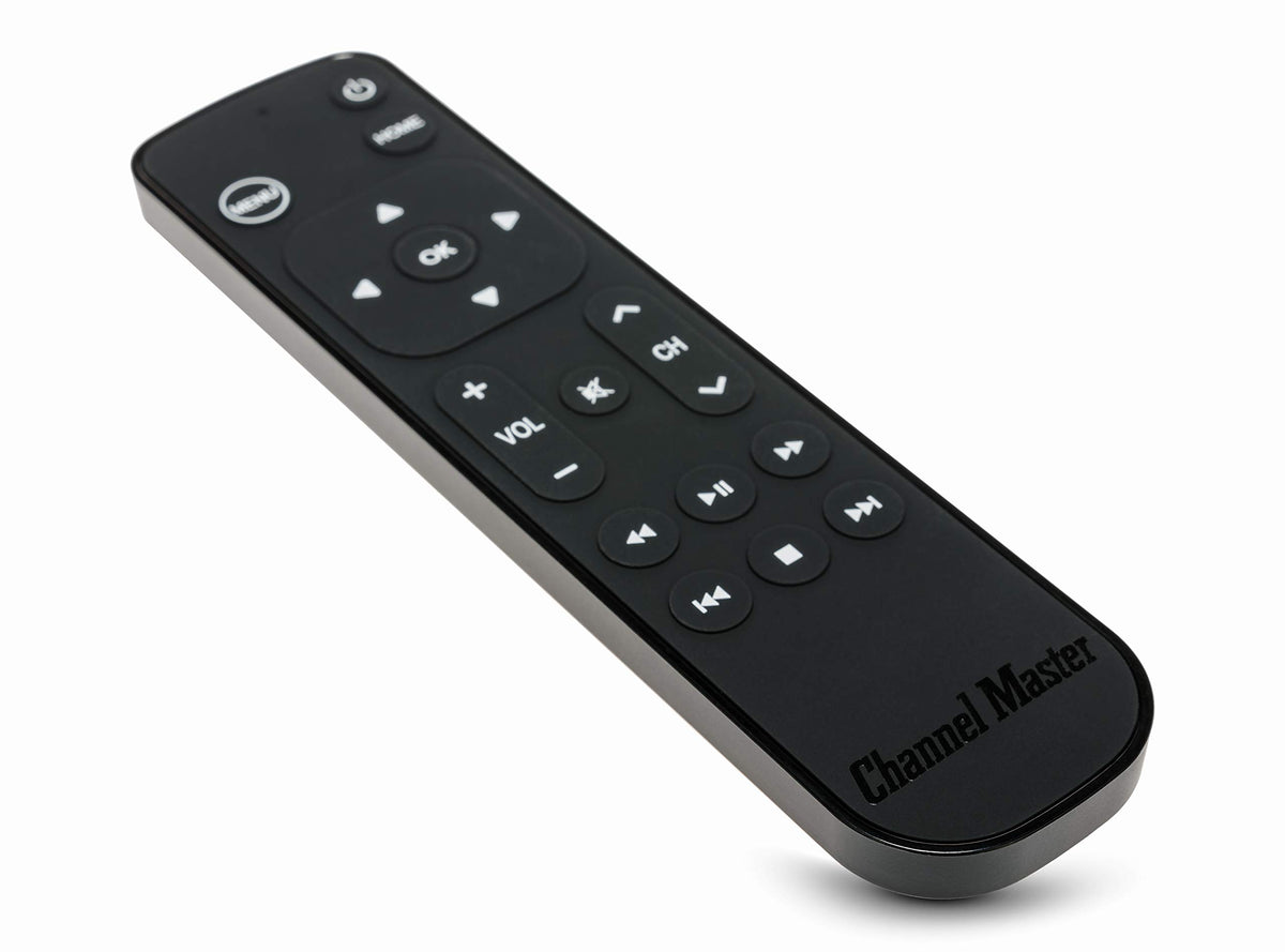 Channel Master Simple Remote for Apple TV with quick-start impression and navigation