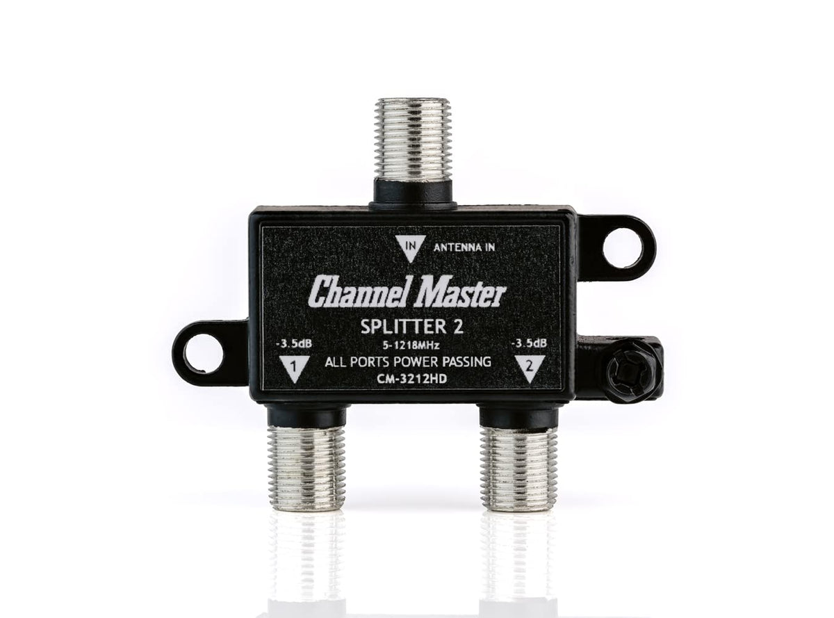 Channel Master Splitter 2 front view, compact design for outdoor antenna setups.