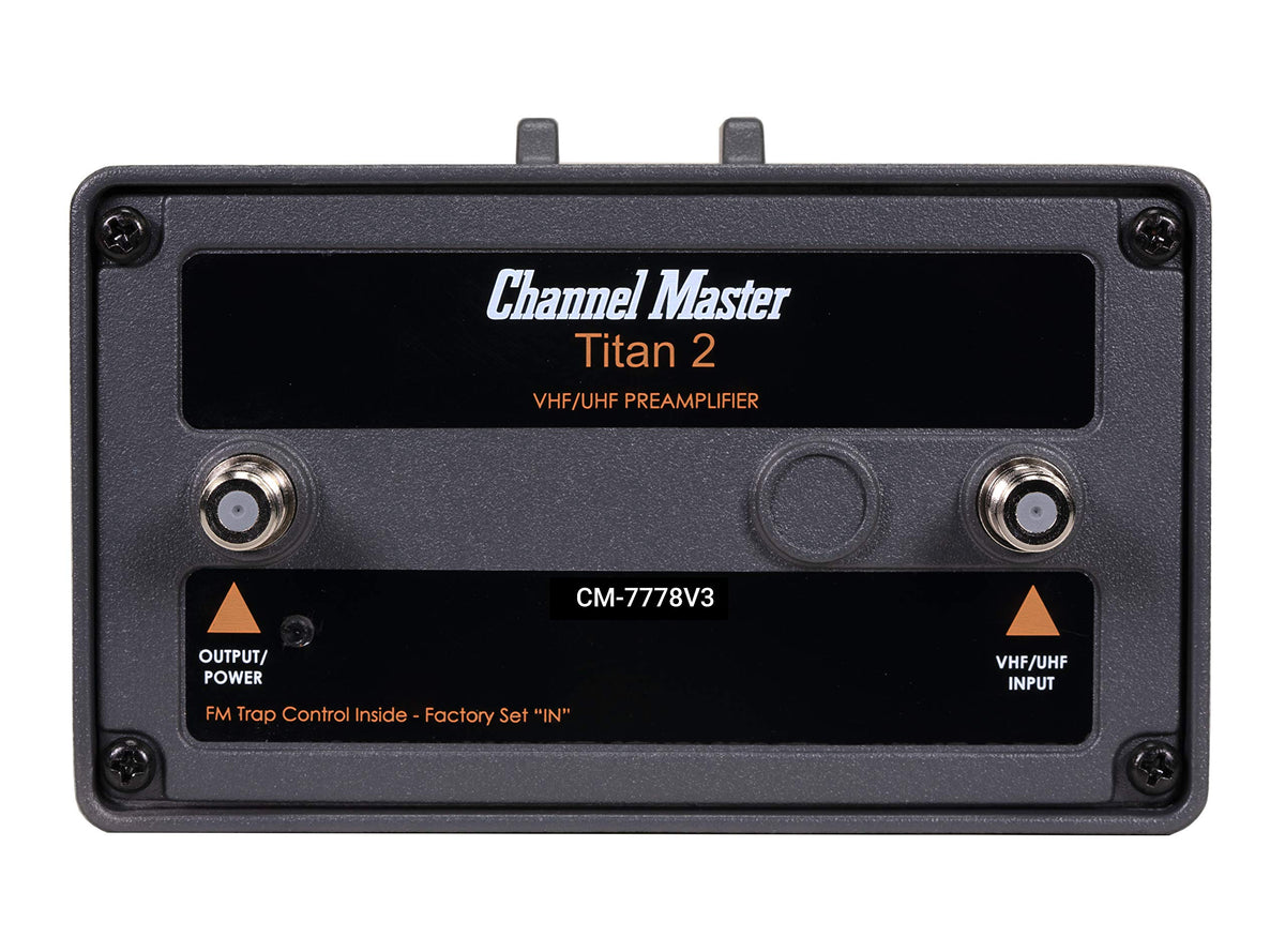 Channel Master Titan 2 front unit showing connectors and improved signal reliability