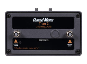 Channel Master Titan 2 front unit showing connectors and improved signal reliability
