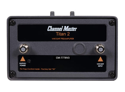 Channel Master Titan 2 front unit showing connectors and improved signal reliability