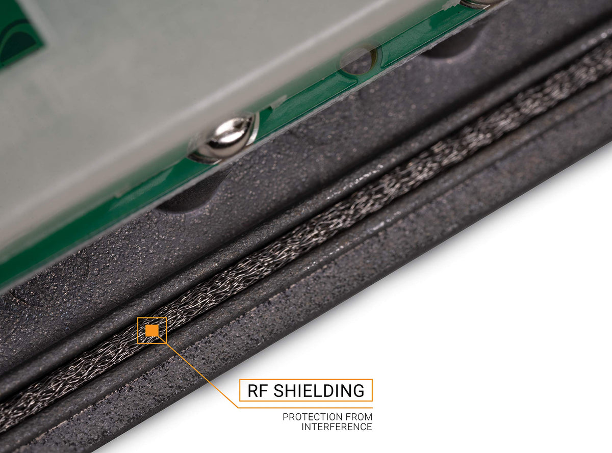 Channel Master weatherproof housing detail protects amplifier outdoors and lasts