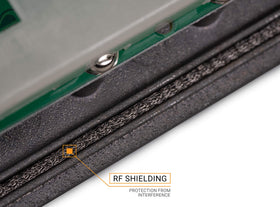 Channel Master weatherproof housing detail protects amplifier outdoors and lasts
