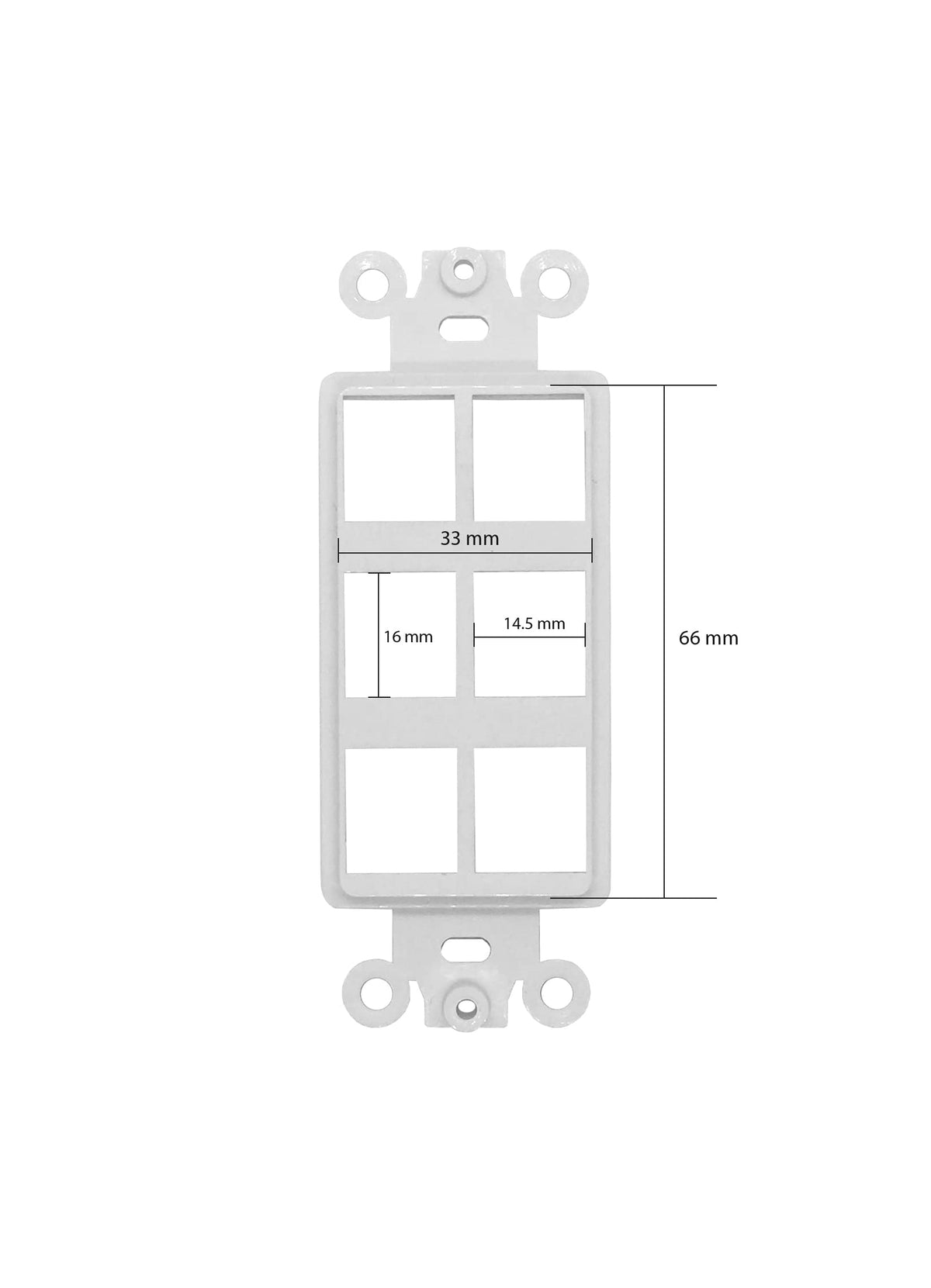 Chaosss 6-Port Decorator Keystone Insert white in-use setup for voice, data, and AV applications