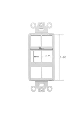 Chaosss 6-Port Decorator Keystone Insert white in-use setup for voice, data, and AV applications