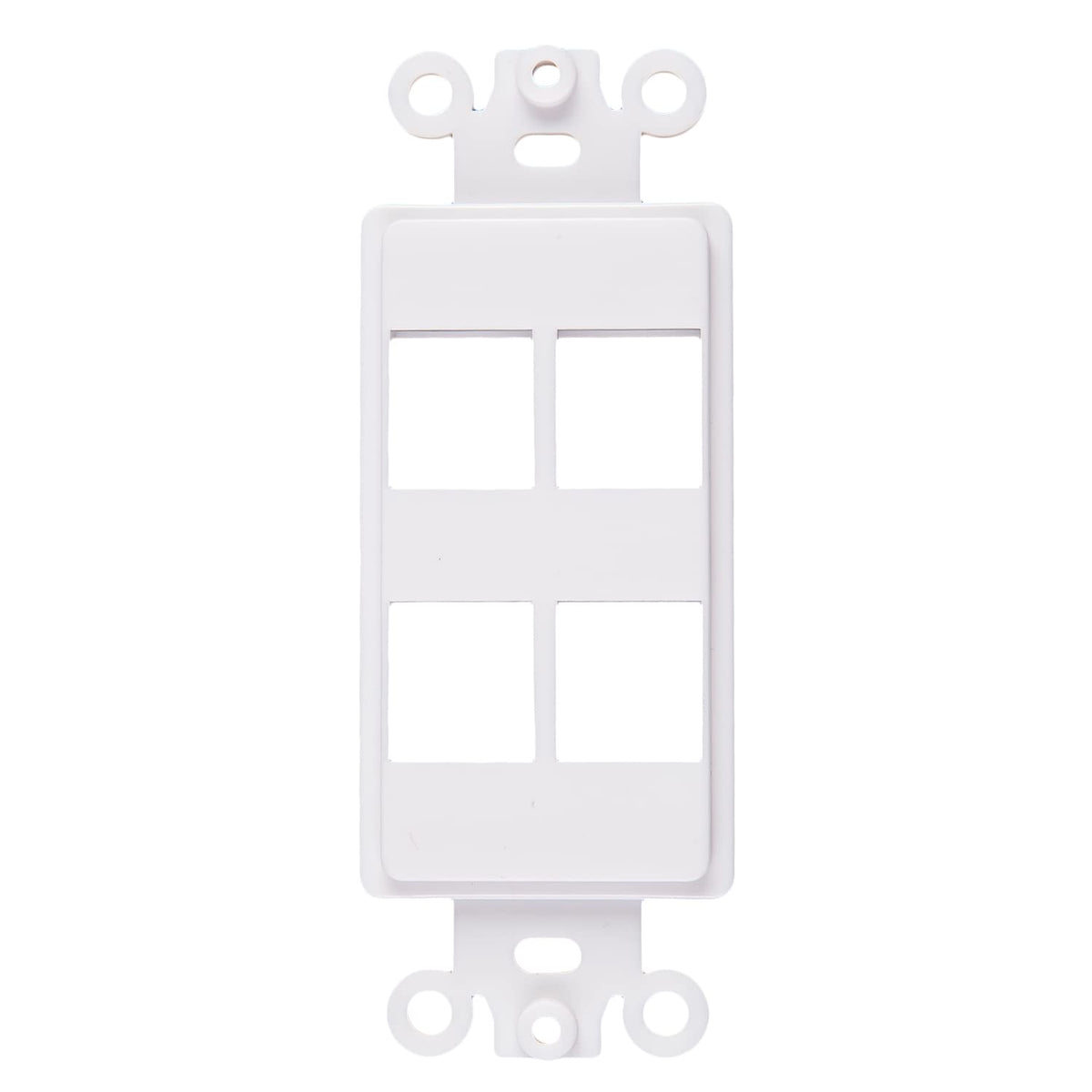 Chaosss & 4-Port Decorator Keystone Insert white side-profile, compact housing for data and voice applications