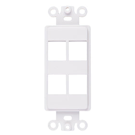 Chaosss & 4-Port Decorator Keystone Insert white side-profile, compact housing for data and voice applications