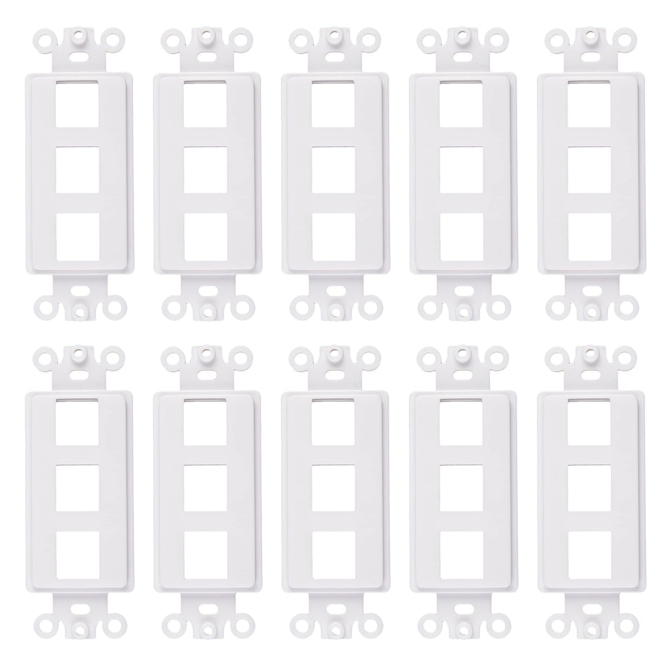 ChaosssCo 3-Port Decorator Keystone Insert demonstrating QuickPort compatibility with Decora plates