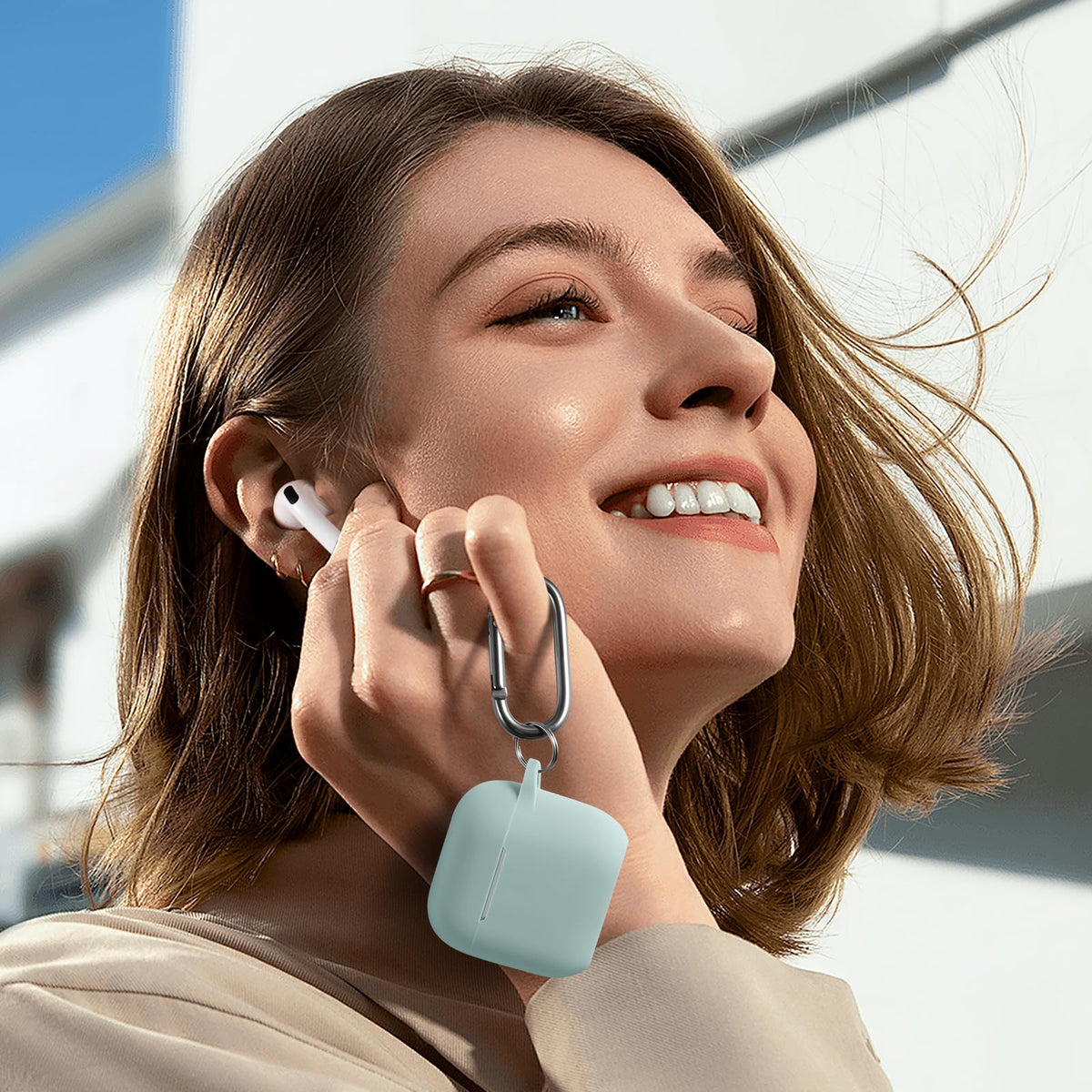 Charlam AirPods 4 case bluegreen anti-loss strap for security