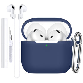 Charlam AirPods 4 dark blue case front view showing precise fit for easy access