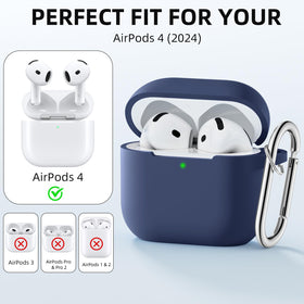 Charlam AirPods 4 dark blue case side view with secure grip for mobility