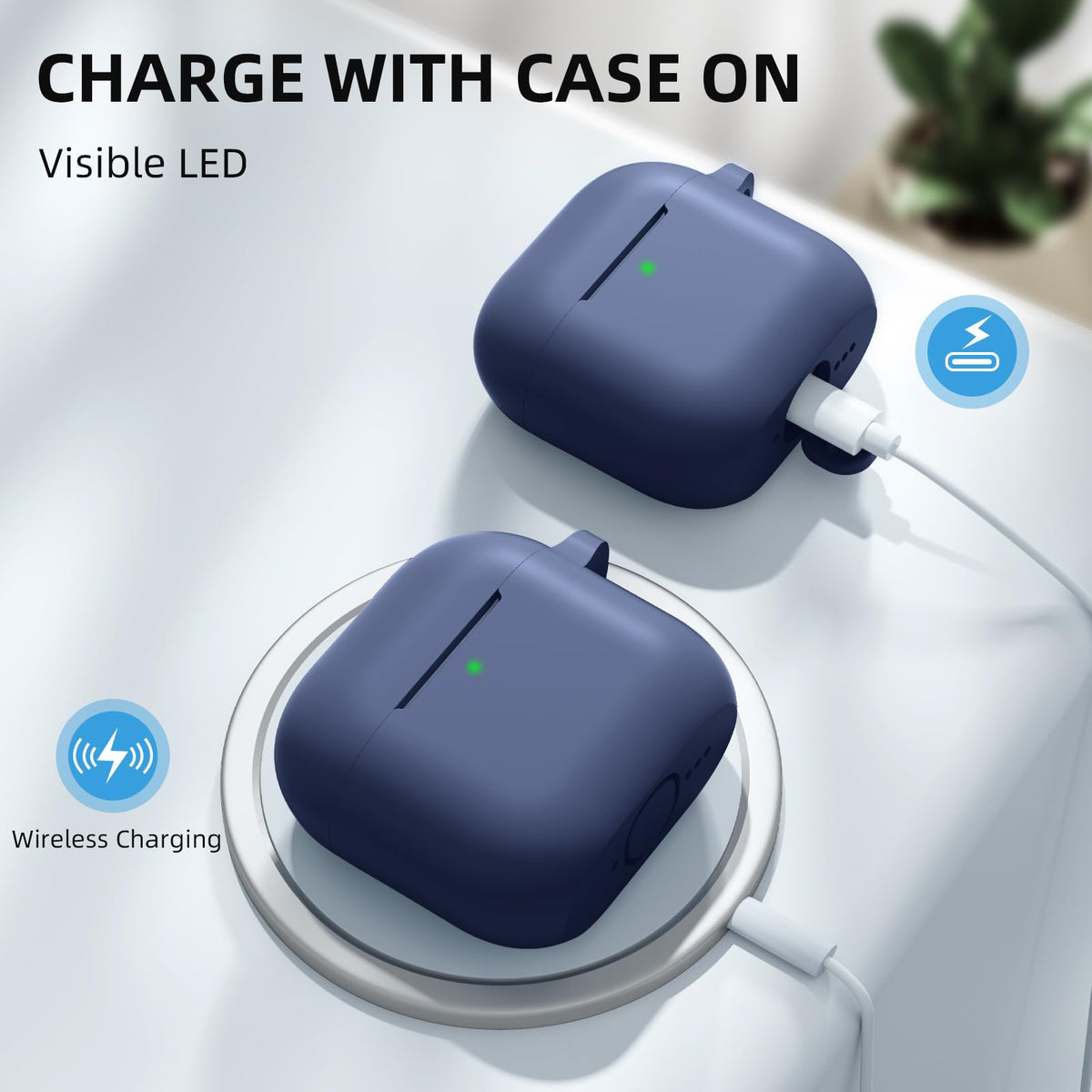 Charlam AirPods 4 case with keychain for convenient carrying