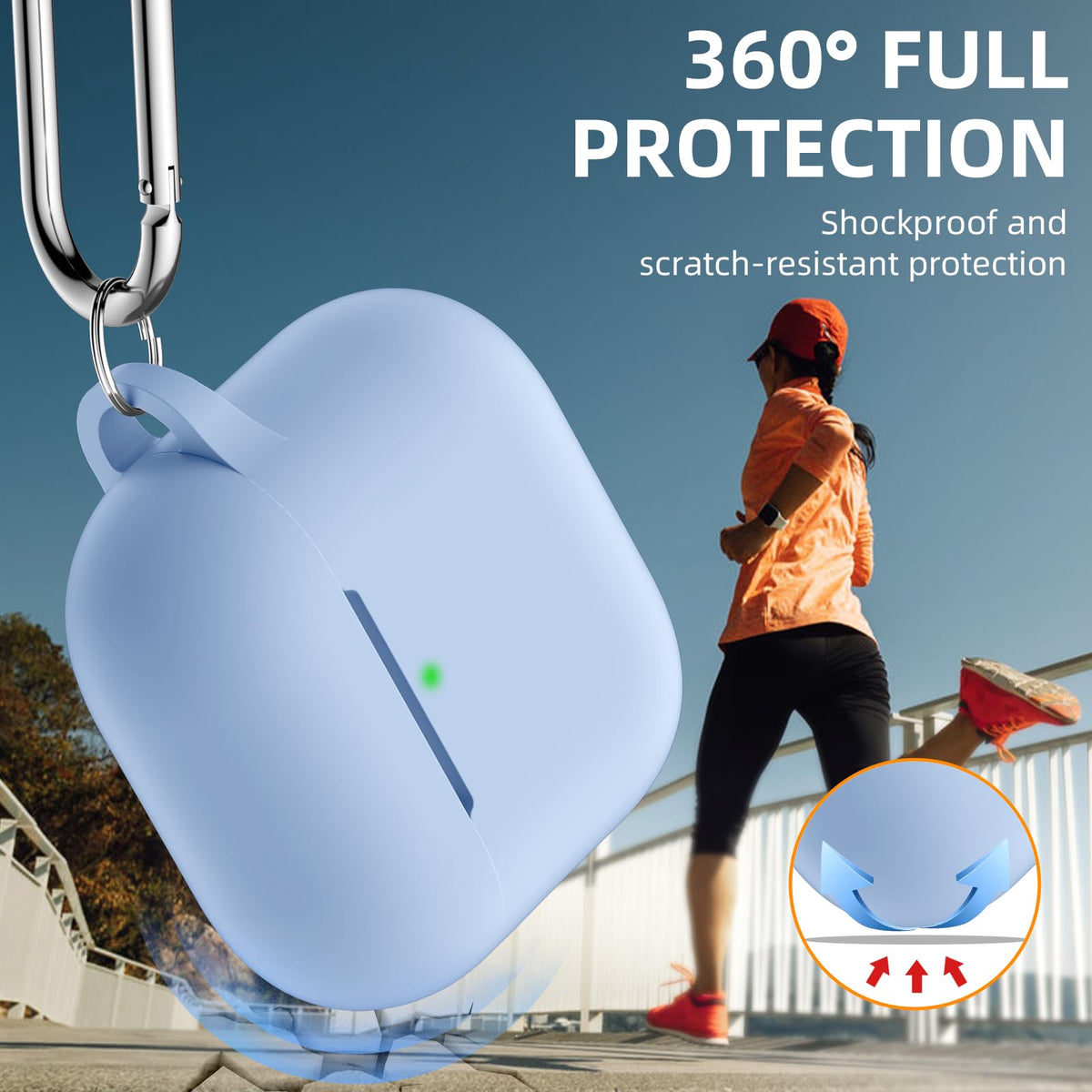Charlam AirPods 4 sky blue anti-lost strap keeps earbuds secure during activity