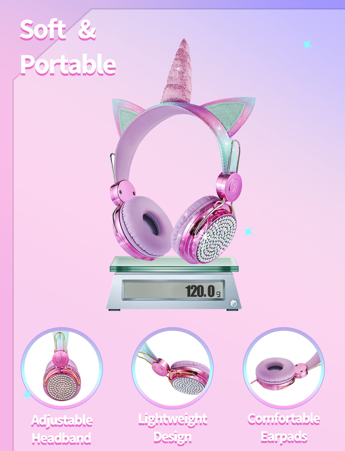 charlxee headphones next to school supplies showing compact size