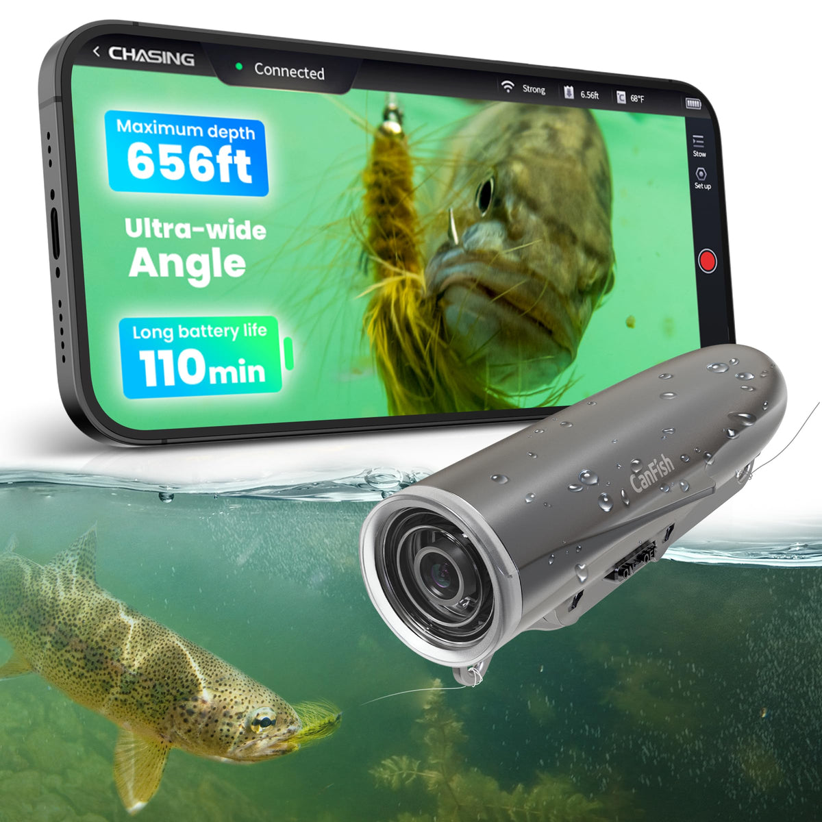 Chasing CanFish camera captures 1080p underwater view for detailed fish action