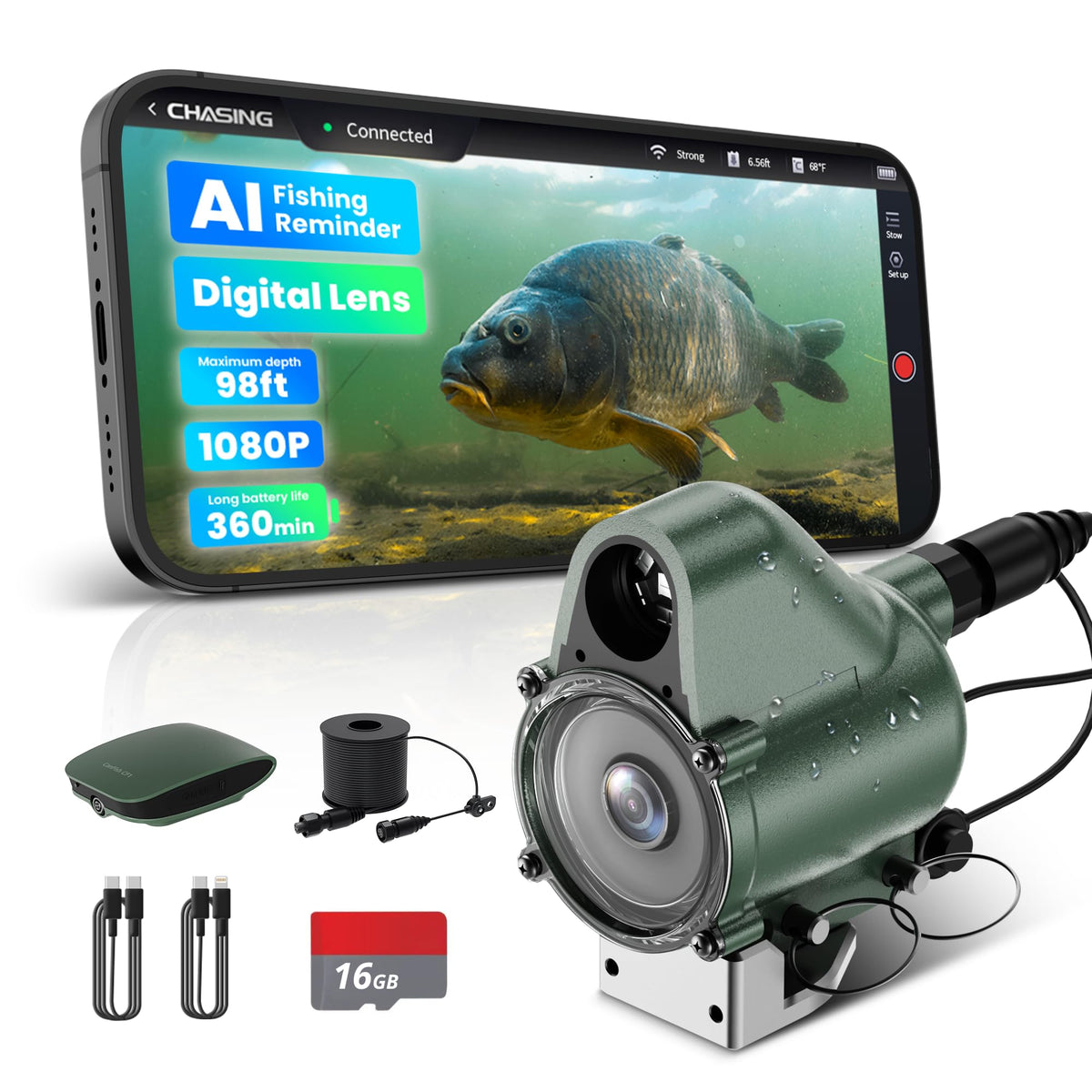 Chasing CF1 underwater camera providing clear underwater viewing and details.