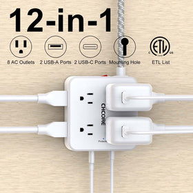CHCORE 10ft braided extension cord with flat plug for flexible placement.