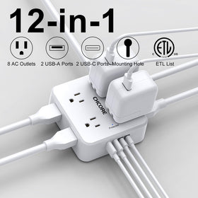 CHCORE 3-side outlet design saves space for home or dorm setups