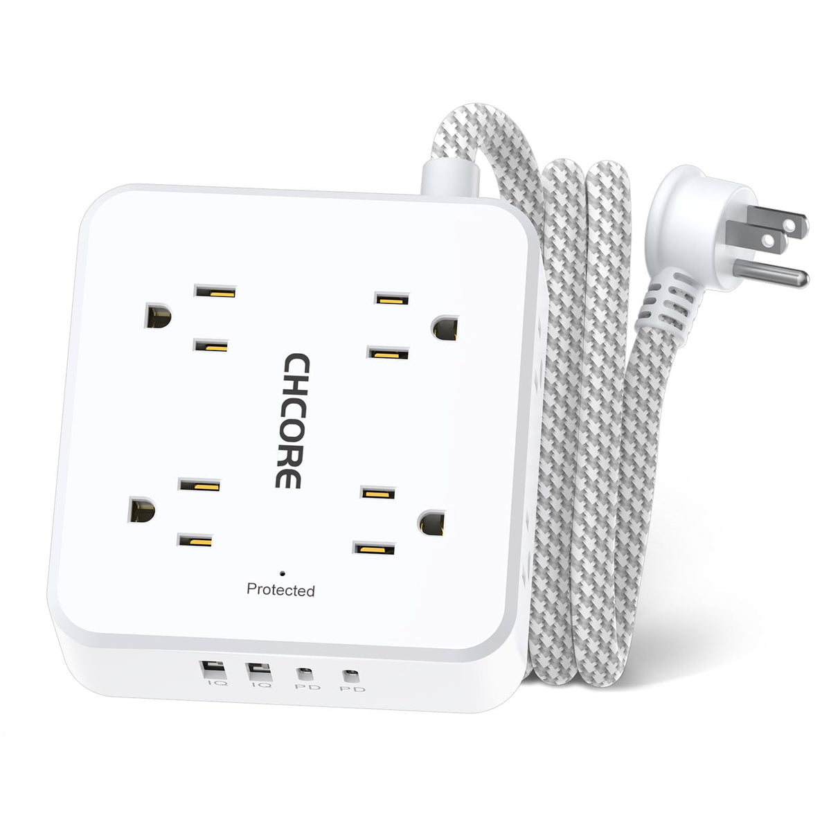 CHCORE 5ft flat-plug braided extension cord ready for tight spaces.