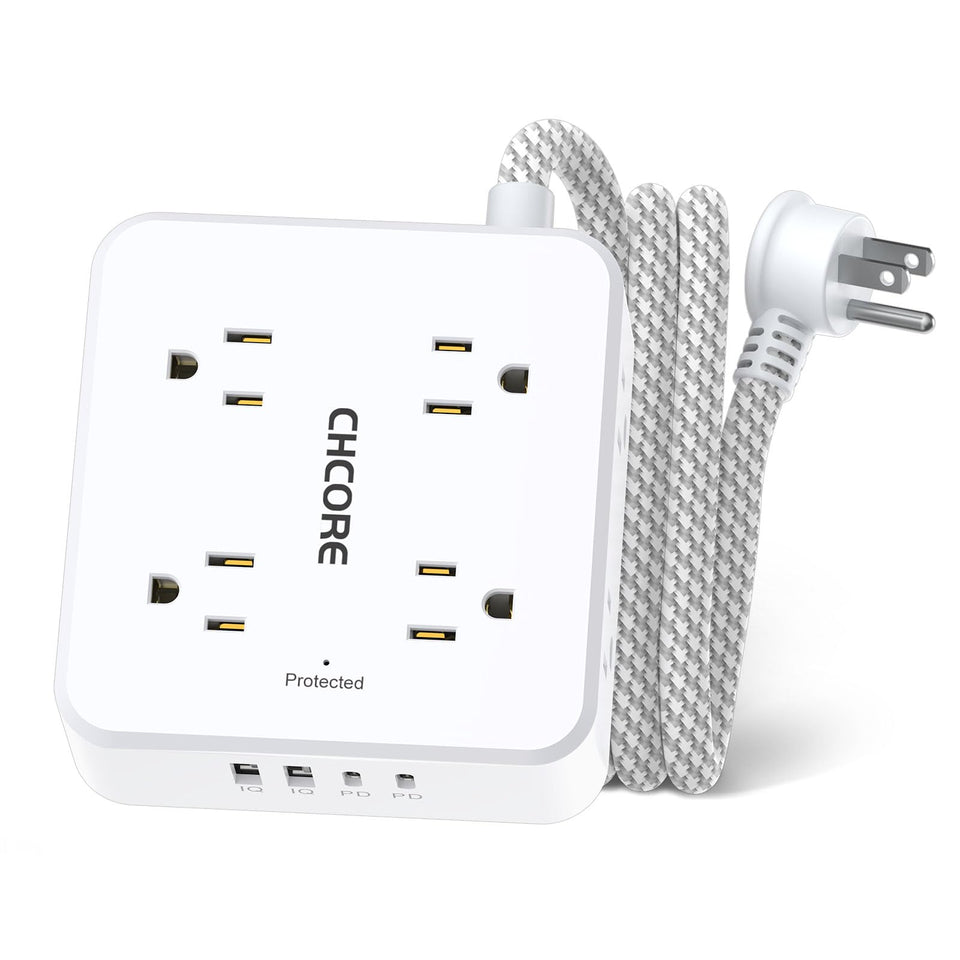 CHCORE 5ft flat-plug braided extension cord ready for tight spaces.