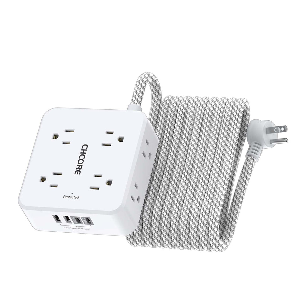 CHCORE front view showing eight outlets and four USB ports for versatile charging