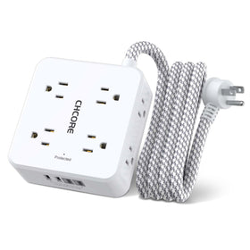 CHCORE surge protector with a 6 ft braided cord, ideal for home or office setups.