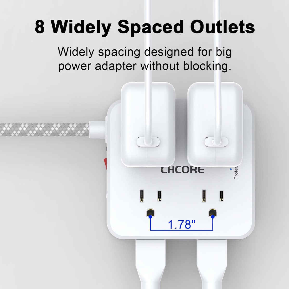 CHCORE USB-A and USB-C ports provide smart, fast charging at desk or dorm.