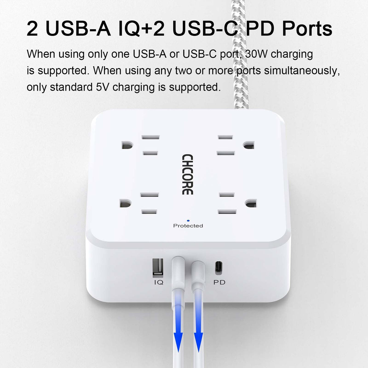 CHCORE USB-A ports provide reliable charging for multiple devices.