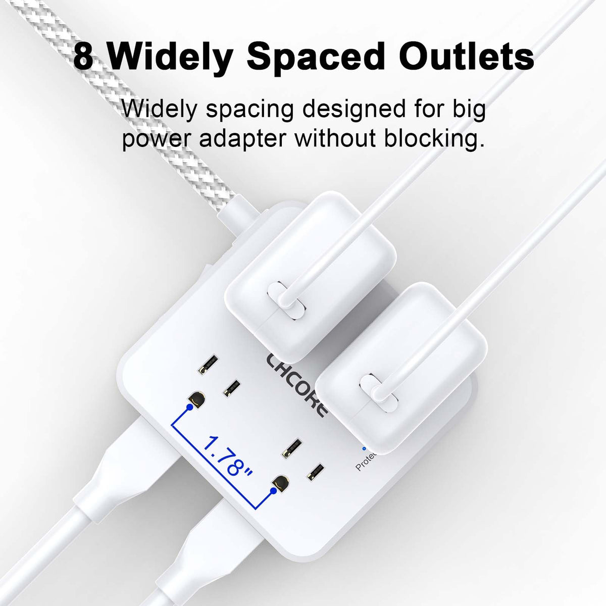 CHCORE USB-C PD 30W port delivers fast charging for compatible devices.