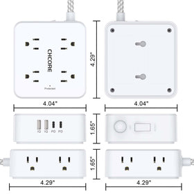 CHCORE white power strip blends with home and dorm room decor.