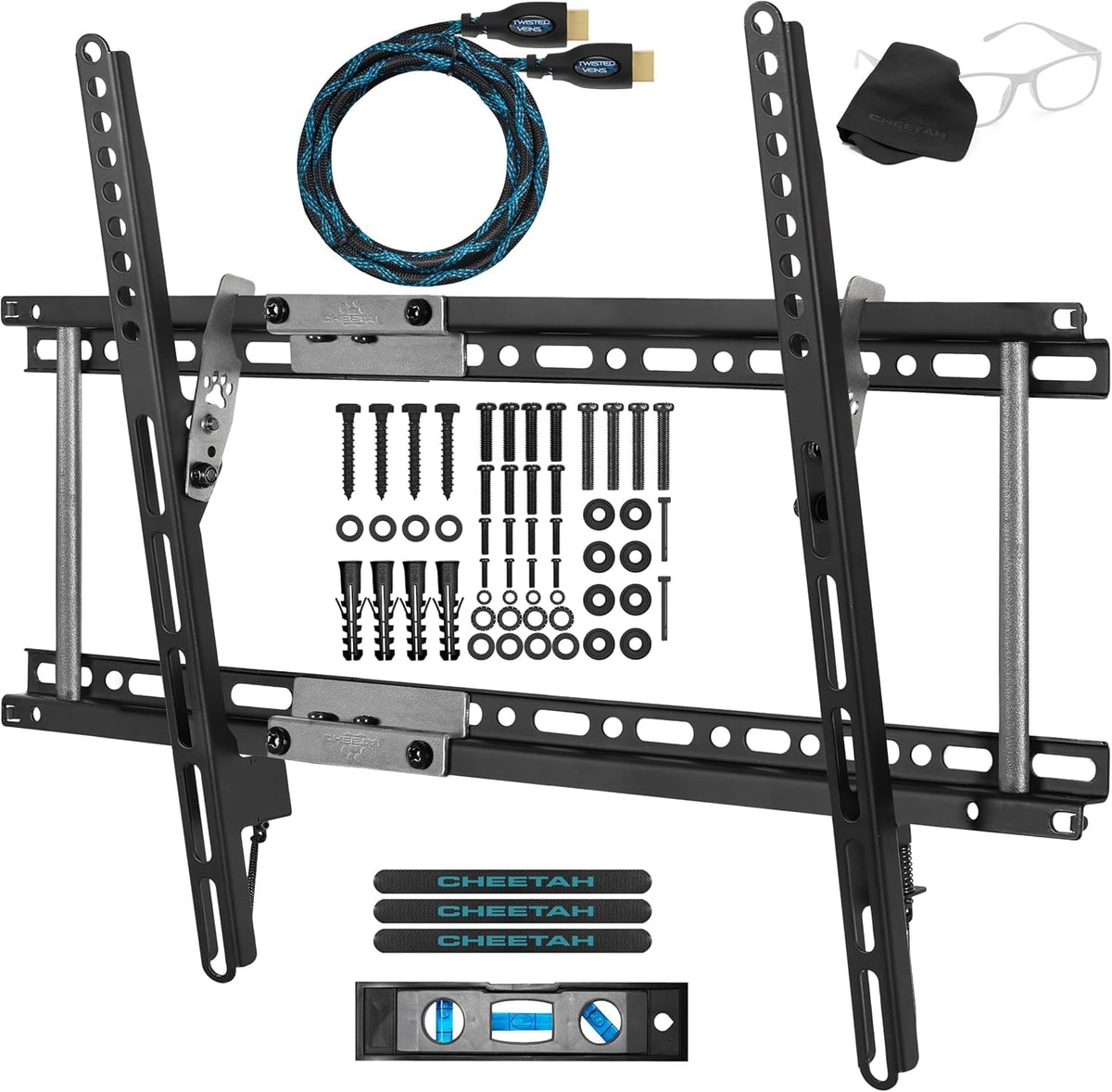 Cheetah front view of mounted TV showing secure fit and clean look