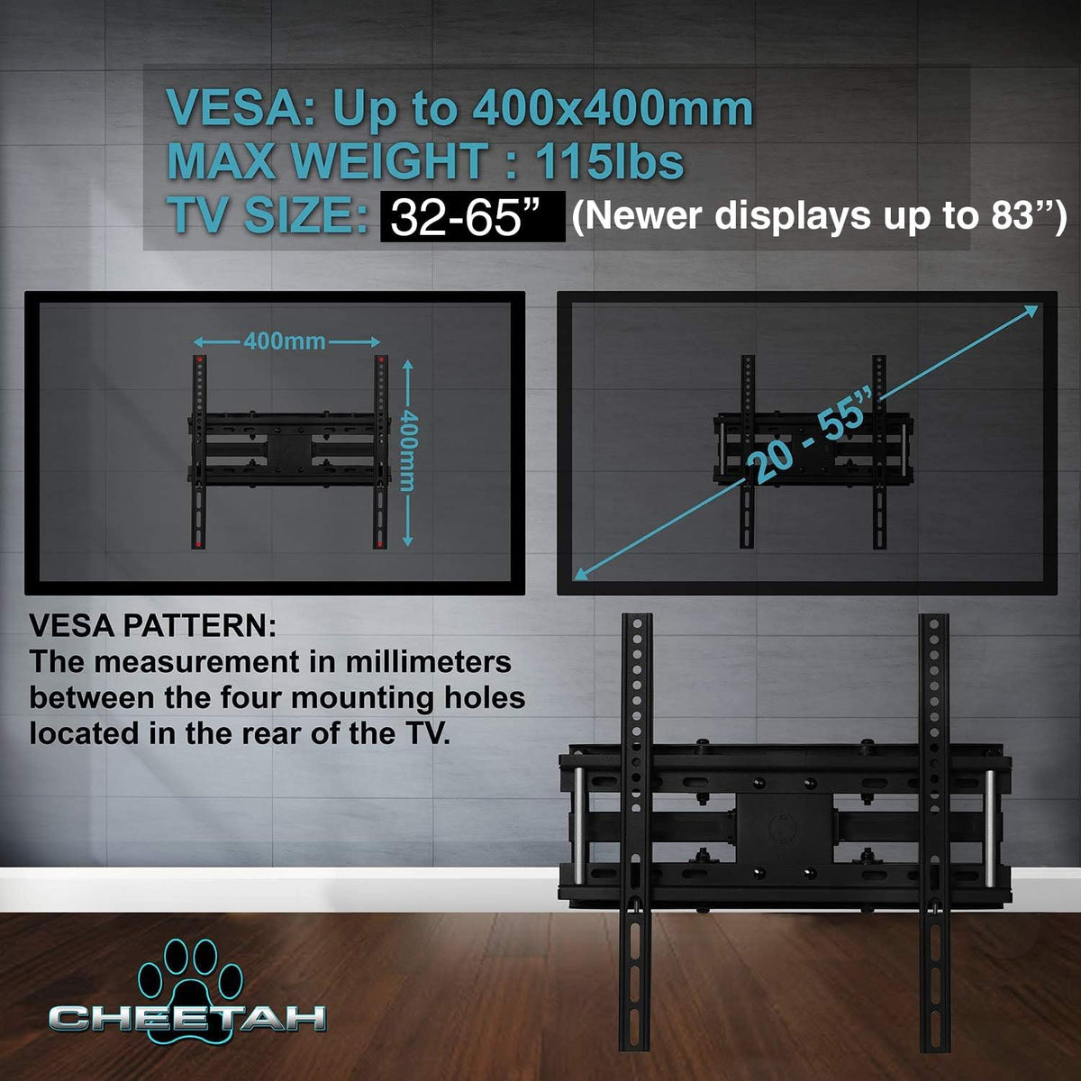Cheetah hardware and magnetic level laid out showing easy install benefit